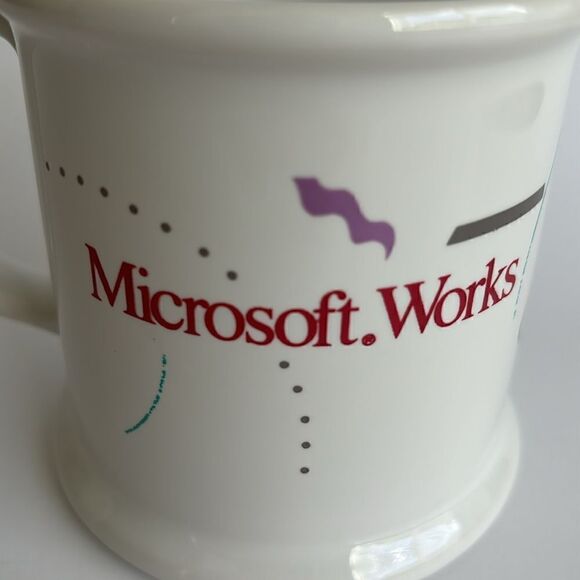 Microsoft Works Coffee Mug White The Galaxy VIP Collection Computer Advertising - Picture 3 of 9